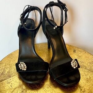 Lulu's - Black Strappy Heels w/gemstones and tassel back - Size 39